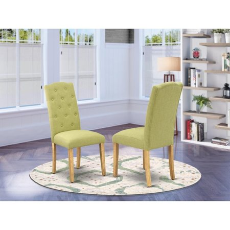 EAST WEST FURNITURE East West Furniture CEP4T07 Celina Parson Chair with Oak Leg & Linen Fabric - Limelight - Set of 2 CEP4T07